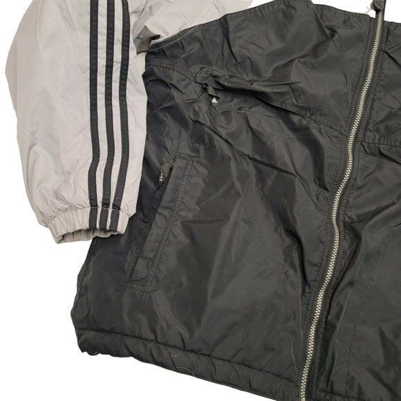 Adidas Mens Medium Grey | Black 1999 VTG Jacket Spellout 3 stripes - Picture 4 of 8